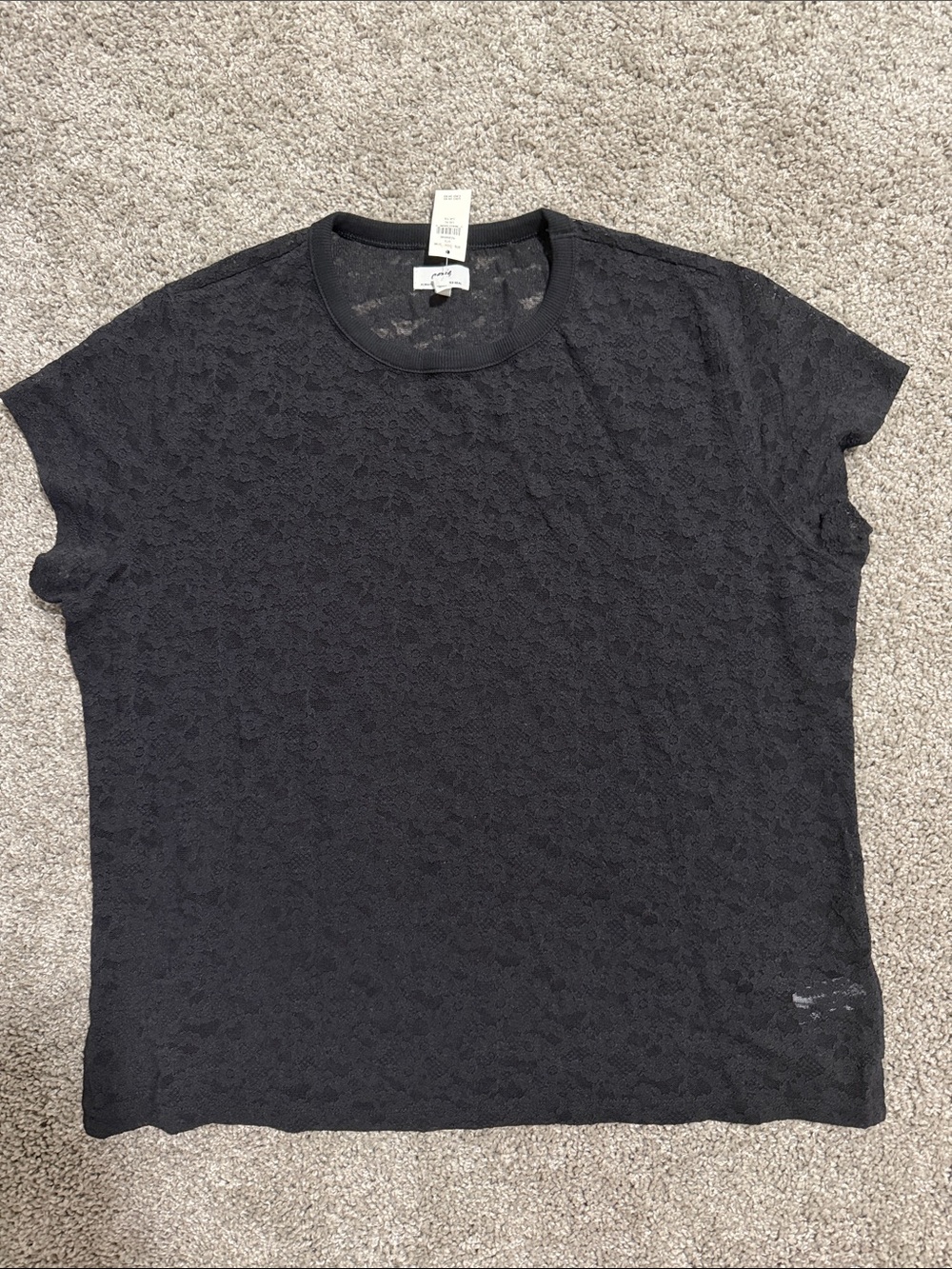 American Eagle Outfitters Black Lace Short Sleeve Top
